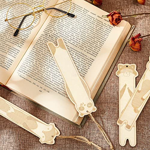 Wooden Bookmarks Animal Engraved Bookmarks for Kids Cute Bookmarks Blanks DIY Wooden Craft Bookmark School Office Supply for Teachers Students Classroom Rewards Supplies