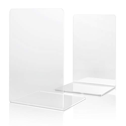 Bookend-Plastic Acrylic Bookends，Bookends，Book Ends for Shelves，Bookshelf Book Holder，Heavy Duty Book Ends (Transparent Book Ends)