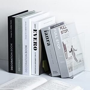 Bookend-Plastic Acrylic Bookends，Bookends，Book Ends for Shelves，Bookshelf Book Holder，Heavy Duty Book Ends (Transparent Book Ends)