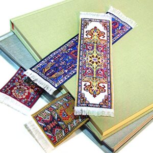 Oriental Rug Carpet Bookmarks (Set of 4) Assorted Designs- Beautiful, Elegant, Woven Cloth Bookmarks!