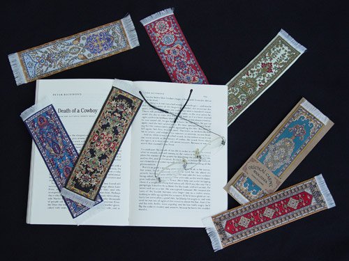 Oriental Rug Carpet Bookmarks (Set of 4) Assorted Designs- Beautiful, Elegant, Woven Cloth Bookmarks!