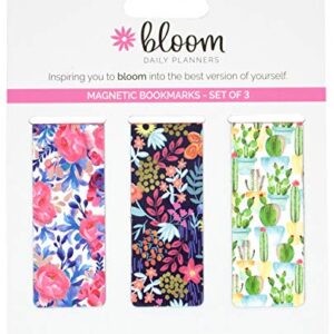 bloom daily planners 3-Pack Magnetic Bookmarks - Mini Snap-in Page Marker Clips for Planners, Books, Journals (2.5” x 1”) - Botanical