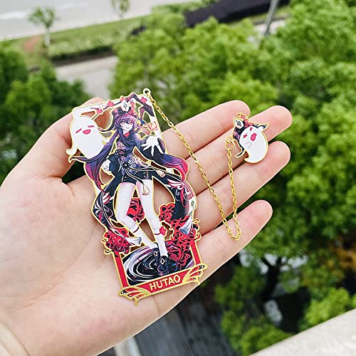 Anime Genshin Impact Hutao Bookmark - Xiao, Kazuha, Hutao, Raiden Shogun, Zhongli, Venti, Keqing Tassels Genshin Impact Book Marks Gifts for Students Scholar Reading