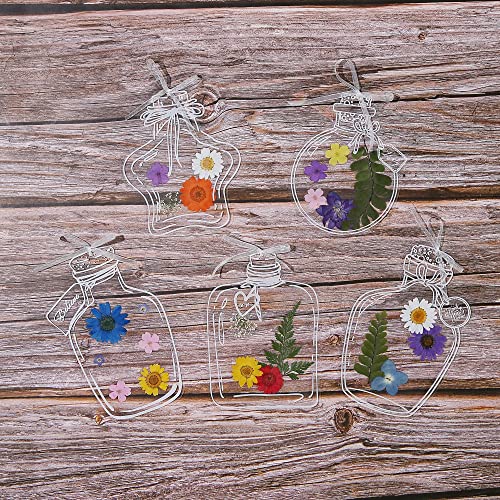 5 Large PET Bookmarks Book Accessories Transparent Dried Flower Bookmarks, Creative Handmade Flower Bookmarks,Unique Gifts for Readers