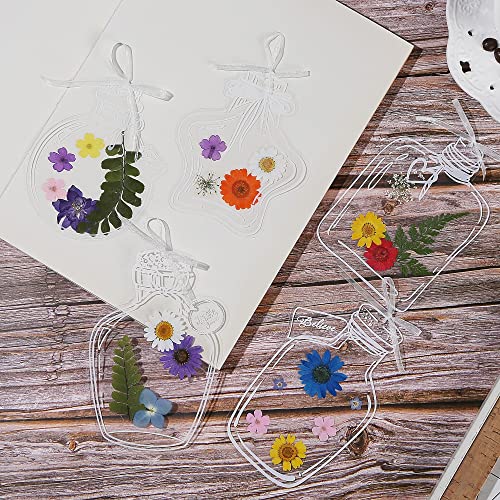 5 Large PET Bookmarks Book Accessories Transparent Dried Flower Bookmarks, Creative Handmade Flower Bookmarks,Unique Gifts for Readers