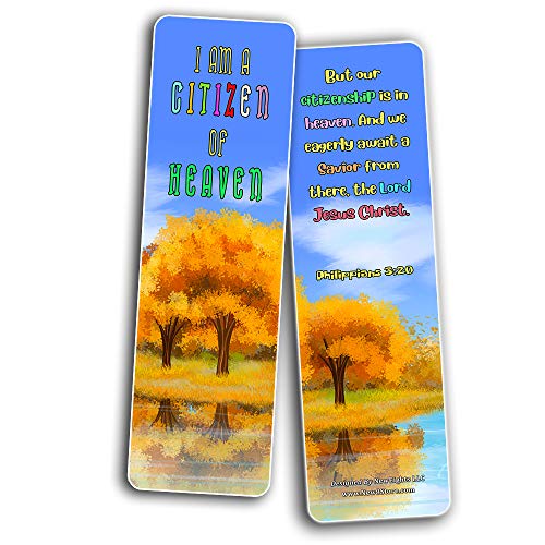 Christian Bookmarks for Kids - Identity in Christ (12 Pack) - Collection of Inspirational Bible Verses About Being Christlike - Church Memory Verse Sunday School Rewards - Christian Stocking Stuffers