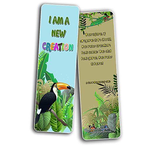 Christian Bookmarks for Kids - Identity in Christ (12 Pack) - Collection of Inspirational Bible Verses About Being Christlike - Church Memory Verse Sunday School Rewards - Christian Stocking Stuffers