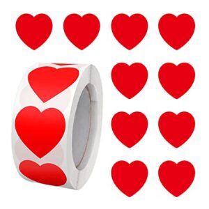 gaganice 500pcs heart sticker labels,gift stickers, office markers, books, student rewards, bookmarks,0.98 in（red）