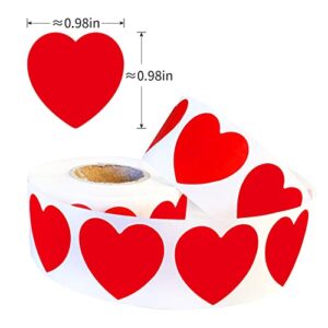 GAGANICE 500pcs Heart Sticker Labels,Gift Stickers, Office Markers, Books, Student Rewards, Bookmarks,0.98 in（Red）