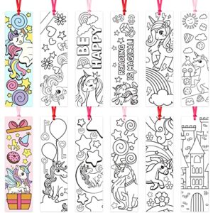 haooryx 75pcs color your own unicorn bookmarks kids creative diy coloring blank bookmarks unicorn party game prize art craft supplies goodie bag fillers classroom reading club reward gifts