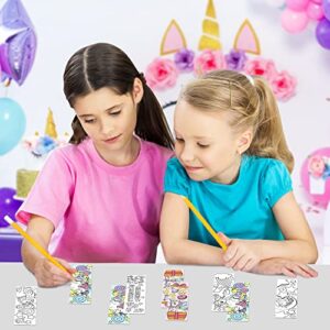 Haooryx 75Pcs Color Your Own Unicorn Bookmarks Kids Creative DIY Coloring Blank Bookmarks Unicorn Party Game Prize Art Craft Supplies Goodie Bag Fillers Classroom Reading Club Reward Gifts