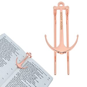 anchor book page holder bookmark, hands free reading book opener, hold books open tool, classic reading accessories for men women book lovers, elegant rose gold