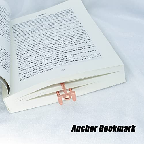 Anchor Book Page Holder Bookmark, Hands Free Reading Book Opener, Hold Books Open Tool, Classic Reading Accessories for Men Women Book Lovers, Elegant Rose Gold