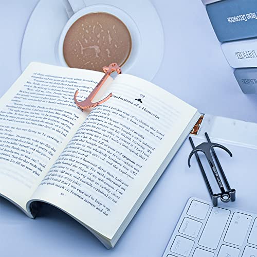 Anchor Book Page Holder Bookmark, Hands Free Reading Book Opener, Hold Books Open Tool, Classic Reading Accessories for Men Women Book Lovers, Elegant Rose Gold