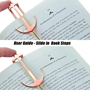 Anchor Book Page Holder Bookmark, Hands Free Reading Book Opener, Hold Books Open Tool, Classic Reading Accessories for Men Women Book Lovers, Elegant Rose Gold