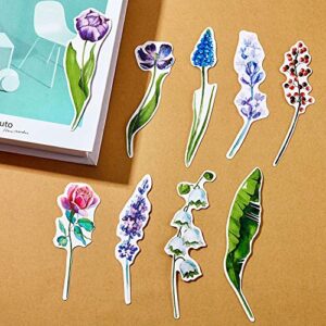 60 Pieces Colorful Flower Bookmarks Floral Bookmark Card Sets Paper Bookmark for Friends and Family Kids Children Boys Girls Book Page Markers, 30 Designs