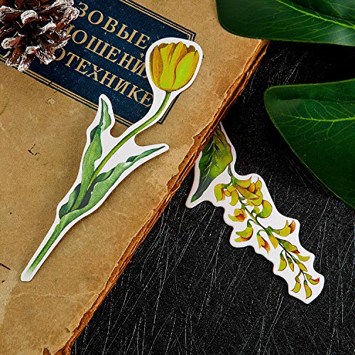 60 Pieces Colorful Flower Bookmarks Floral Bookmark Card Sets Paper Bookmark for Friends and Family Kids Children Boys Girls Book Page Markers, 30 Designs