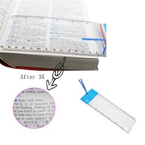 Bookmark Ruler Magnifying Glass, 6PCS Magnifying Glass Ruler, 3X Magnifying Glass, for Reading Small Fonts, Maps and Books