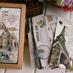 AKOAK 30 Piece Set Vintage European Scenes Retro Old Travel Postcard Bookmarks,Note Pads,Memo Pads