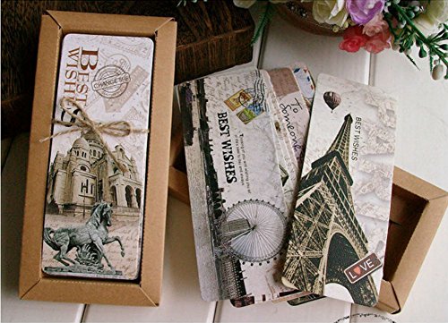 AKOAK 30 Piece Set Vintage European Scenes Retro Old Travel Postcard Bookmarks,Note Pads,Memo Pads