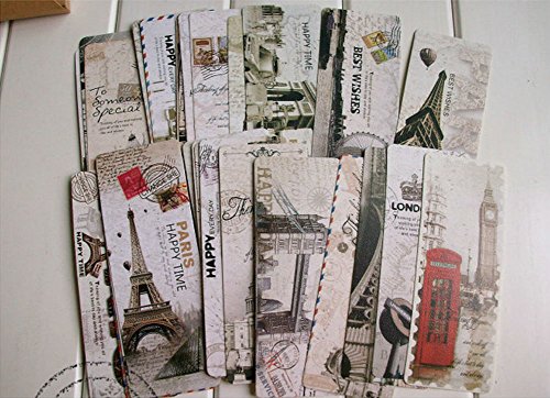 AKOAK 30 Piece Set Vintage European Scenes Retro Old Travel Postcard Bookmarks,Note Pads,Memo Pads