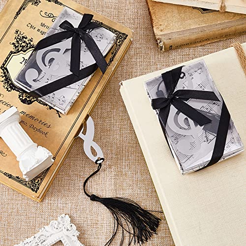 48 Pcs Hollow Musical Notes Bookmarks Party Gifts Wedding Favors Metal Music Note Bookmark with Tassels and Music Note Gift Box for Students Guests Classroom Office Home Music Wedding Birthday Party