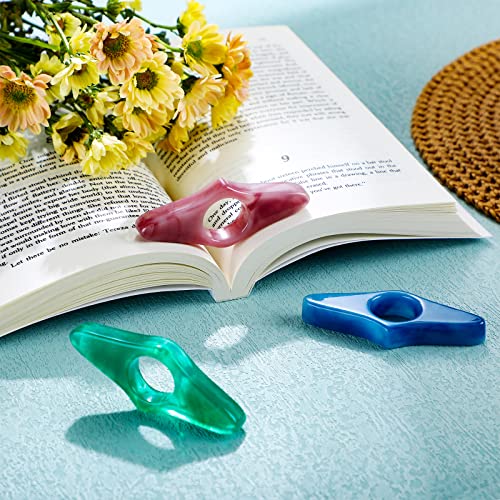 3 Pieces Thumb Book Page Holder Resin Thumb Bookmark Personalized Thumb Reading Ring Handmade Finger Book Holder Book Reading Accessories for Reading in Bed Teachers Readers Book Lovers Gifts Literary