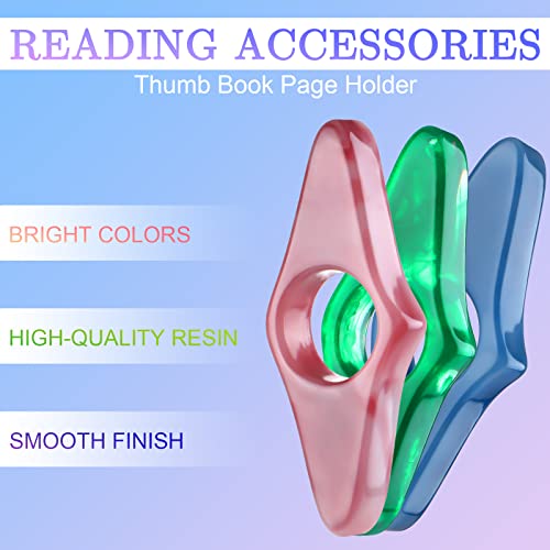 3 Pieces Thumb Book Page Holder Resin Thumb Bookmark Personalized Thumb Reading Ring Handmade Finger Book Holder Book Reading Accessories for Reading in Bed Teachers Readers Book Lovers Gifts Literary