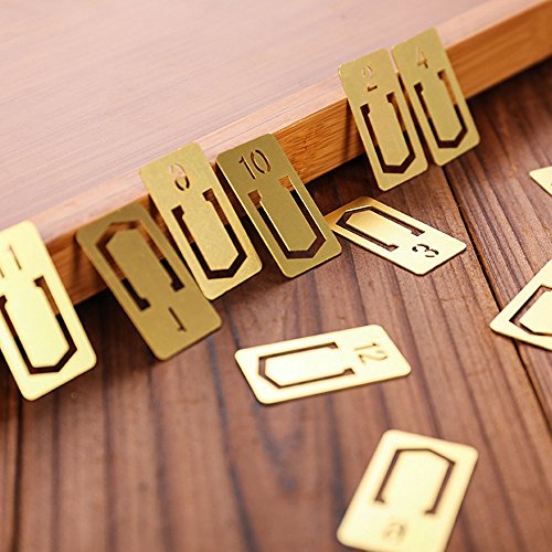 EKLOEN 12pcs Brass Bookmarks, Mini Cute 1-12 Number Book Marks Ideal Gifts