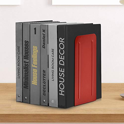 Acrimet Jumbo Premium Metal Bookends 9" (Heavy Duty) (Red Color) (1 Pair)