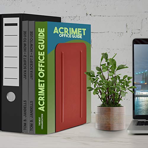 Acrimet Jumbo Premium Metal Bookends 9" (Heavy Duty) (Red Color) (1 Pair)