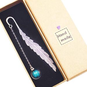 Toirxarn Metal Feather Bookmark - Unique 12 Constellation Designs with Fluorescent Pendants, Perfect Gift Idea for Women's Birthday, Girls, Boy Friends, Readers, Students, and Teachers.(Blue Pisces)