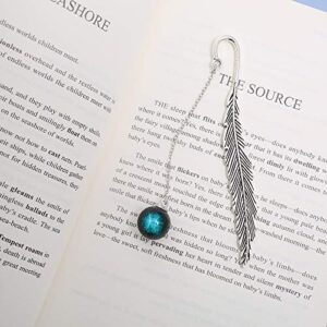 Toirxarn Metal Feather Bookmark - Unique 12 Constellation Designs with Fluorescent Pendants, Perfect Gift Idea for Women's Birthday, Girls, Boy Friends, Readers, Students, and Teachers.(Blue Pisces)