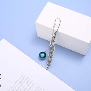 Toirxarn Metal Feather Bookmark - Unique 12 Constellation Designs with Fluorescent Pendants, Perfect Gift Idea for Women's Birthday, Girls, Boy Friends, Readers, Students, and Teachers.(Blue Pisces)