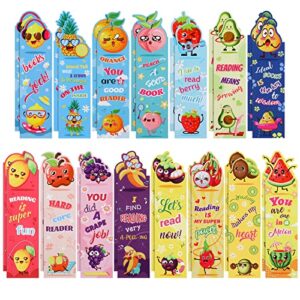 mwoot 30 pieces fruit paper bookmarks,inspirational book makers for students reading lovers,cute book page marks for kids teens, creative page clips for game prizes school gifts(15 styles,15x4cm)