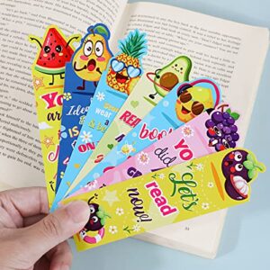 MWOOT 30 Pieces Fruit Paper Bookmarks,Inspirational Book Makers for Students Reading Lovers,Cute Book Page Marks for Kids Teens, Creative Page Clips for Game Prizes School Gifts(15 Styles,15x4cm)