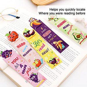 MWOOT 30 Pieces Fruit Paper Bookmarks,Inspirational Book Makers for Students Reading Lovers,Cute Book Page Marks for Kids Teens, Creative Page Clips for Game Prizes School Gifts(15 Styles,15x4cm)
