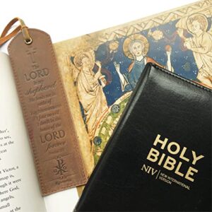 Leather Bible Bookmarks - 2 Leather Christian Bookmarks with Inspirational Bible Verse | Psalm 23 The Lord is My Shepherd | Perfect Religious Book Marker Gifts for Men, Women, Readers and Friends