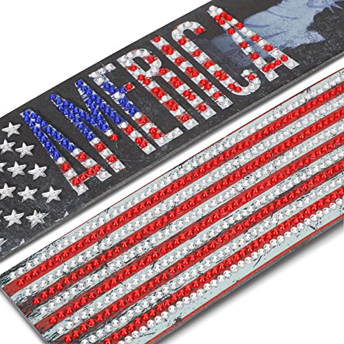 MWOOT 2 Pcs American Flag 5D Diamond Art Painting DIY Bookmarks, Marcadores Libro Pintura Diamantes Leather Tassel Bookmark, Statue of Liberty Beaded Book Marks for Independence Day July Fourth Gift