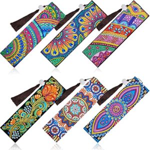 diamond painting bookmarks: 5d special shaped diamond art bookmarks,beaded bookmarks for book readers (floral)