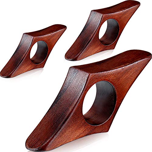 3 Pieces Assorted Size Wooden Book Page Holder, Wooden Thumb Bookmark Novel Reading Ring Accessories Presents for Readers Book Lovers Bookworm Literary Presents (Brown)