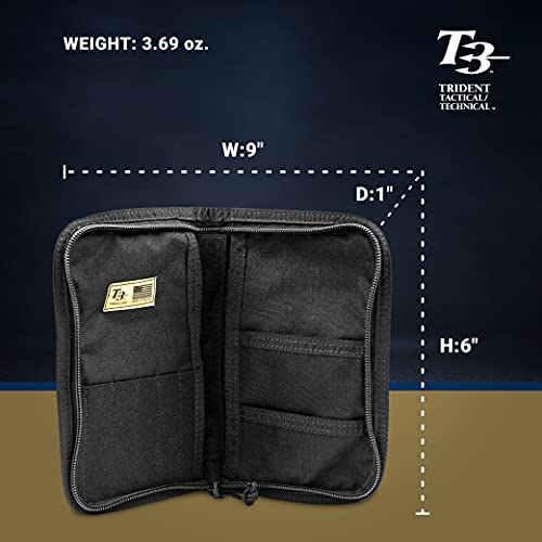 T3 Data Book Cover, Tactical Notebook Organizer Case, Heavy-Duty Document and Hiking Journal Case Black