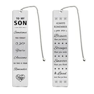 jzxwan son gifts from mom and dad，personalized birthday graduation gifts for son, sometimes you forget you’re awesome bookmark for son