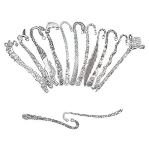 hostk 10pc silver metal bookmark hairpin hook carved antique vintage with pendant jewellery making mermaid souvenirs plain embossed