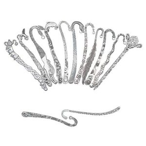 HOSTK 10pc Silver Metal Bookmark Hairpin Hook Carved Antique Vintage with Pendant Jewellery Making Mermaid Souvenirs Plain Embossed