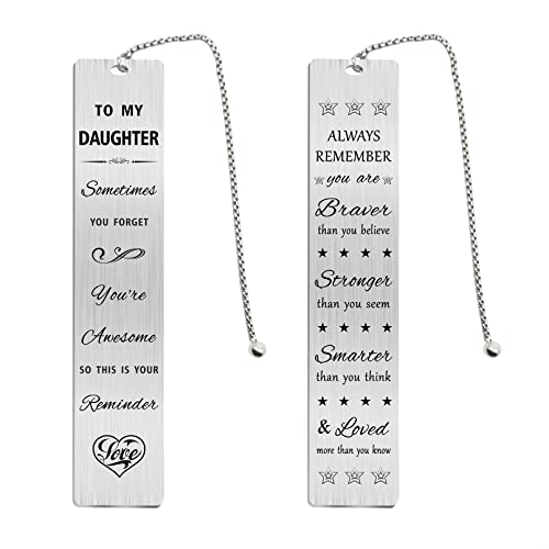 Jzxwan Daughter Gifts from Mom and Dad，Personalized Birthday Graduation Gifts for Daughter, Sometimes You Forget You're Awesome Bookmark for Daughter