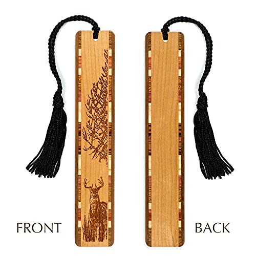 Deer - Engraved Wooden Bookmark with Tassel - Made in USA - Search B07325JNP6 for Personalized Version