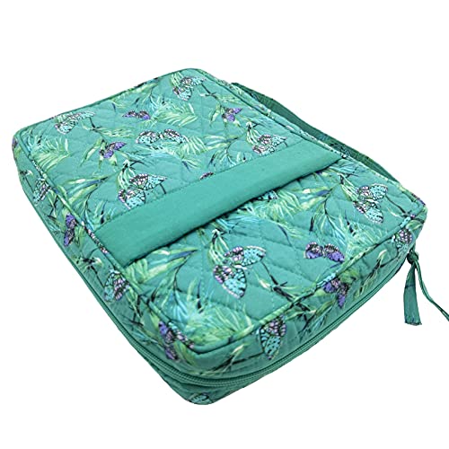 DIWI Quilted Bible Cover Extra Large Sizes 11.25 X 8.25 X 2.75 Inches Good Book Case Teal Color (XL, C1 Butterfly Green)