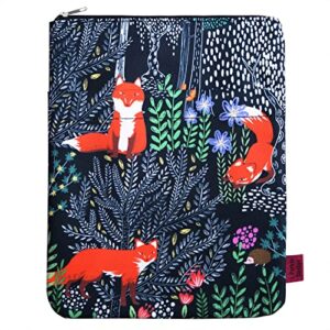 fox forest book sleeve ,book protector book covers for paperbacks, book sleeves with zipper , 11 x 8.5 inch, fox gifts for girls
