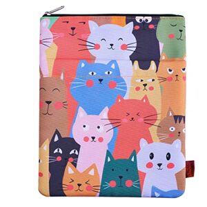 cat book sleeve, book covers for paperbacks, washable fabric, book sleeves with zipper, medium 11 inch x 8.7 inch book lover gifts